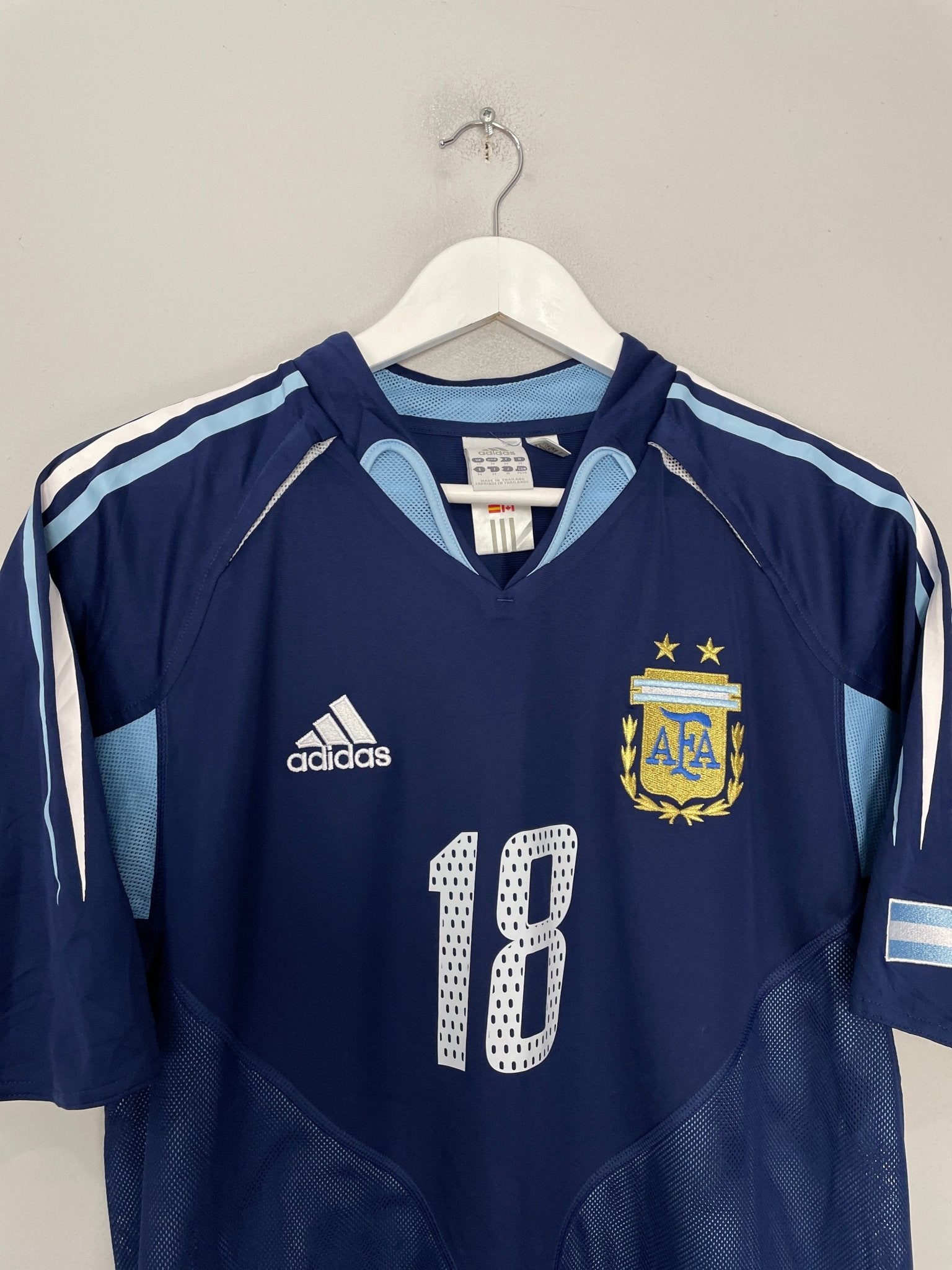 Shop 2004/05 ARGENTINA MESSI #18 AWAY SHIRT (M) ADIDAS, classic football shirts, vintage football shirts & retro soccer jerseys at Cult Kits