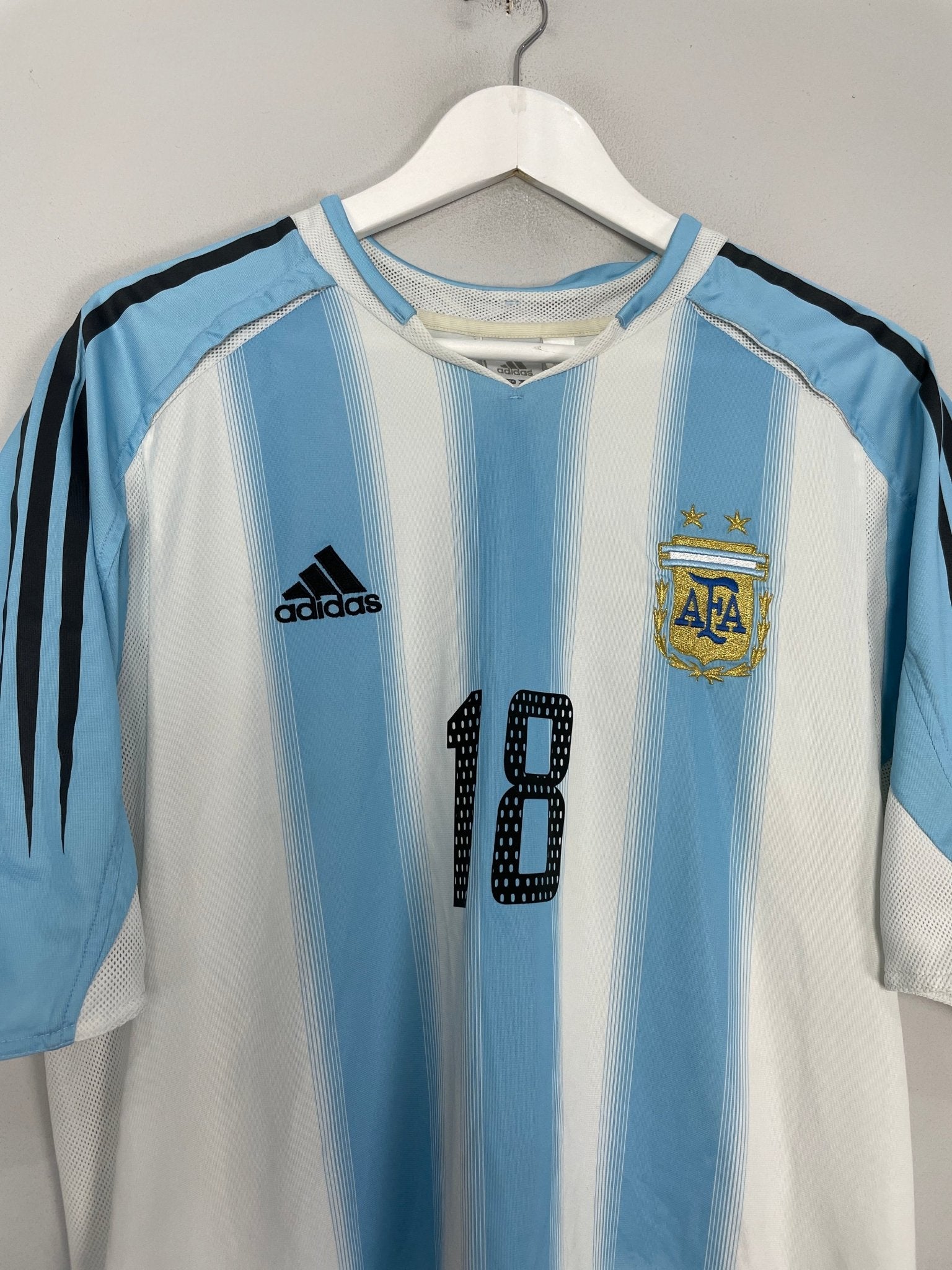 Shop 2004/05 ARGENTINA MESSI #18 HOME SHIRT (L) ADIDAS, classic football shirts, vintage football shirts & retro soccer jerseys at Cult Kits