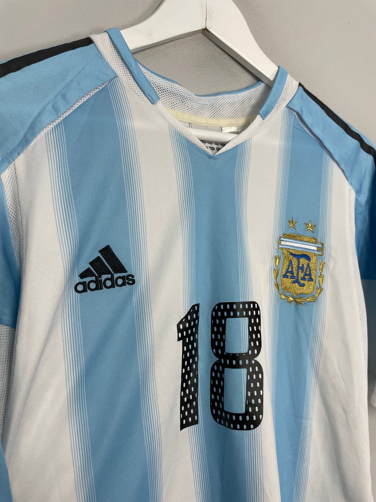 Shop 2004/05 ARGENTINA MESSI #18 HOME SHIRT (M) ADIDAS, classic football shirts, vintage football shirts & retro soccer jerseys at Cult Kits