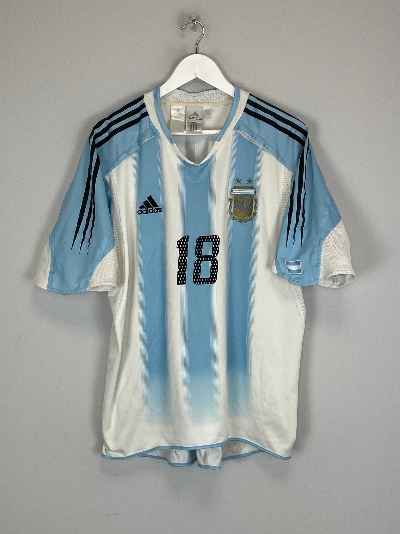 Shop 2004/05 ARGENTINA MESSI #18 HOME SHIRT (XL) ADIDAS, classic football shirts, vintage football shirts & retro soccer jerseys at Cult Kits