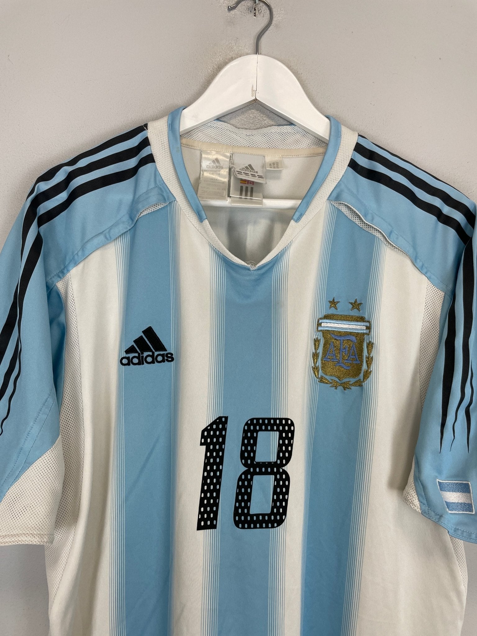 Shop 2004/05 ARGENTINA MESSI #18 HOME SHIRT (XL) ADIDAS, classic football shirts, vintage football shirts & retro soccer jerseys at Cult Kits