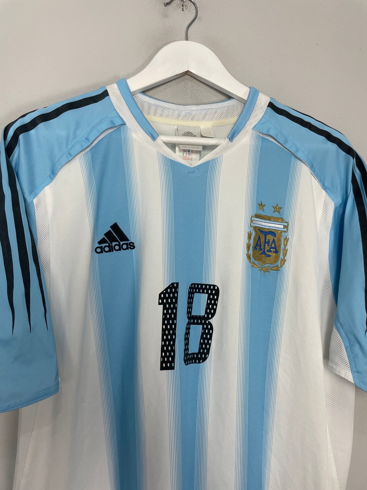 Shop 2004/05 ARGENTINA MESSI #18 HOME SHIRT (XL) ADIDAS, classic football shirts, vintage football shirts & retro soccer jerseys at Cult Kits
