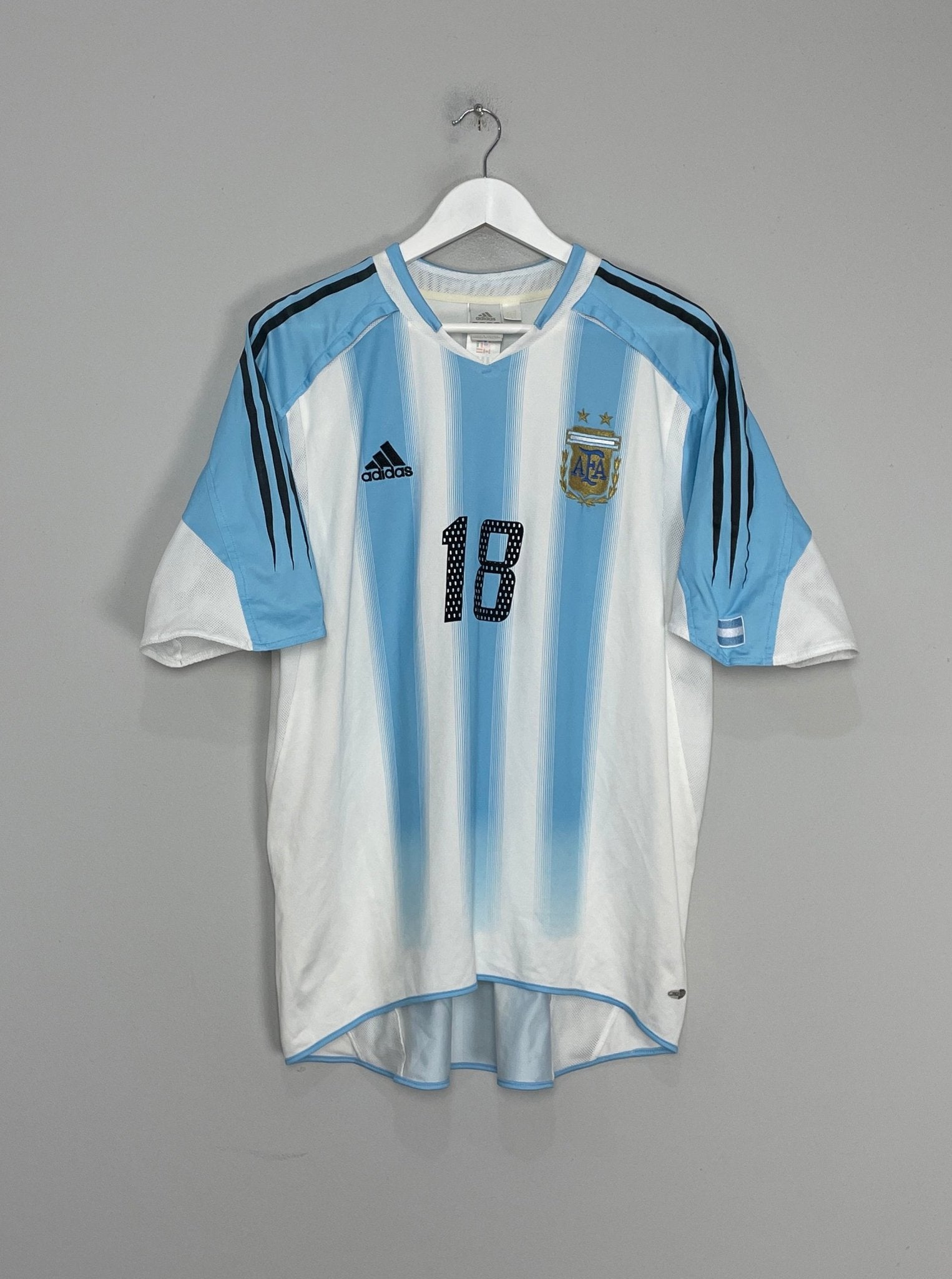 Shop 2004/05 ARGENTINA MESSI #18 HOME SHIRT (XL) ADIDAS, classic football shirts, vintage football shirts & retro soccer jerseys at Cult Kits