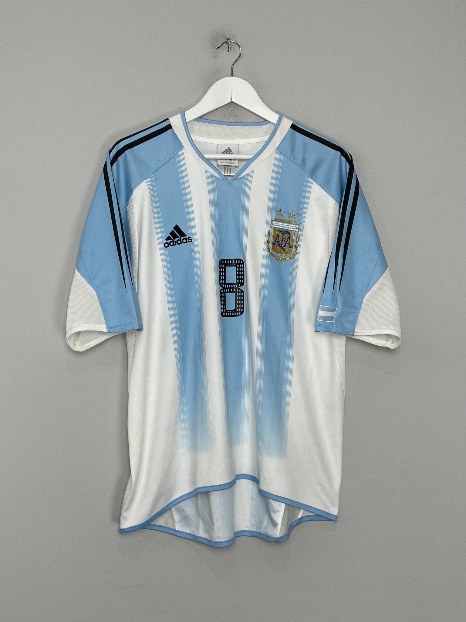 Shop 2004/05 ARGENTINA RIQUELME #8 HOME SHIRT (L) ADIDAS, classic football shirts, vintage football shirts & retro soccer jerseys at Cult Kits