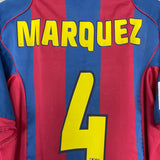 Shop 2004/05 BARCELONA MARQUEZ #4 HOME SHIRT (M) NIKE, classic football shirts, vintage football shirts & retro soccer jerseys at Cult Kits