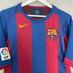 Shop 2004/05 BARCELONA MARQUEZ #4 HOME SHIRT (M) NIKE, classic football shirts, vintage football shirts & retro soccer jerseys at Cult Kits