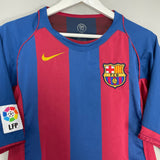 Shop 2004/05 BARCELONA MARQUEZ #4 HOME SHIRT (M) NIKE, classic football shirts, vintage football shirts & retro soccer jerseys at Cult Kits