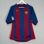 Shop 2004/05 BARCELONA MARQUEZ #4 HOME SHIRT (M) NIKE, classic football shirts, vintage football shirts & retro soccer jerseys at Cult Kits