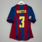 Shop 2004/05 BARCELONA MOTTA #3 HOME SHIRT (M) NIKE, classic football shirts, vintage football shirts & retro soccer jerseys at Cult Kits