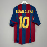 Shop 2004/05 BARCELONA RONALDINHO #10 HOME SHIRT (L) NIKE, classic football shirts, vintage football shirts & retro soccer jerseys at Cult Kits