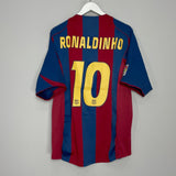 Shop 2004/05 BARCELONA RONALDINHO #10 HOME SHIRT (L) NIKE, classic football shirts, vintage football shirts & retro soccer jerseys at Cult Kits