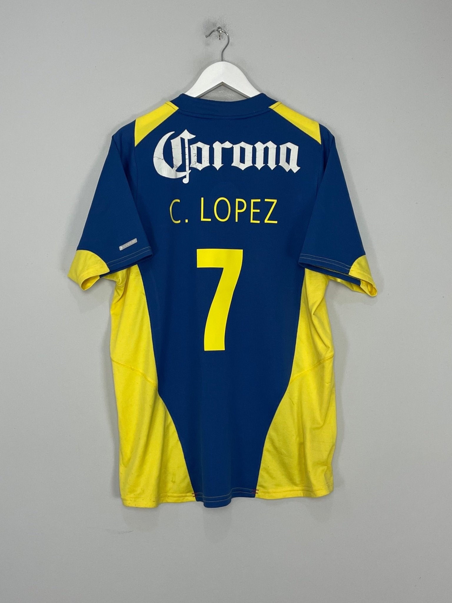 Shop 2004/05 CLUB AMERICA C.LOPEZ #7 AWAY SHIRT (XL) NIKE, classic football shirts, vintage football shirts & retro soccer jerseys at Cult Kits