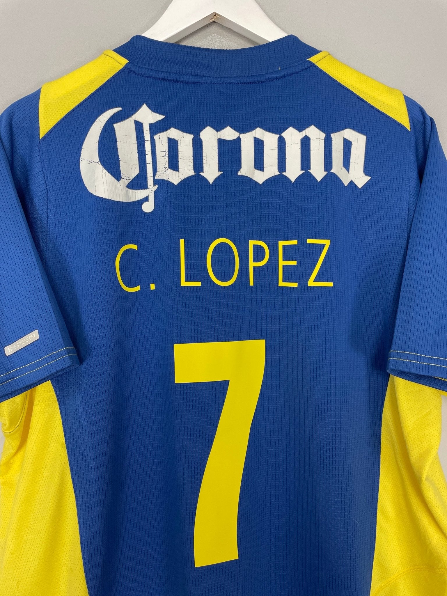 Shop 2004/05 CLUB AMERICA C.LOPEZ #7 AWAY SHIRT (XL) NIKE, classic football shirts, vintage football shirts & retro soccer jerseys at Cult Kits