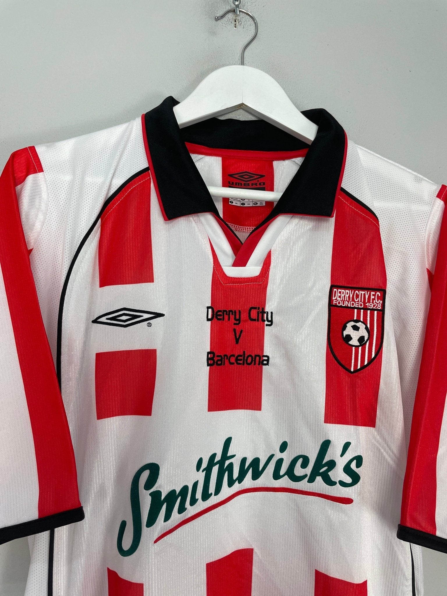 Shop 2004/05 DERRY CITY #18 *MATCH ISSUE* HOME SHIRT (XXL) UMBRO, classic football shirts, vintage football shirts & retro soccer jerseys at Cult Kits