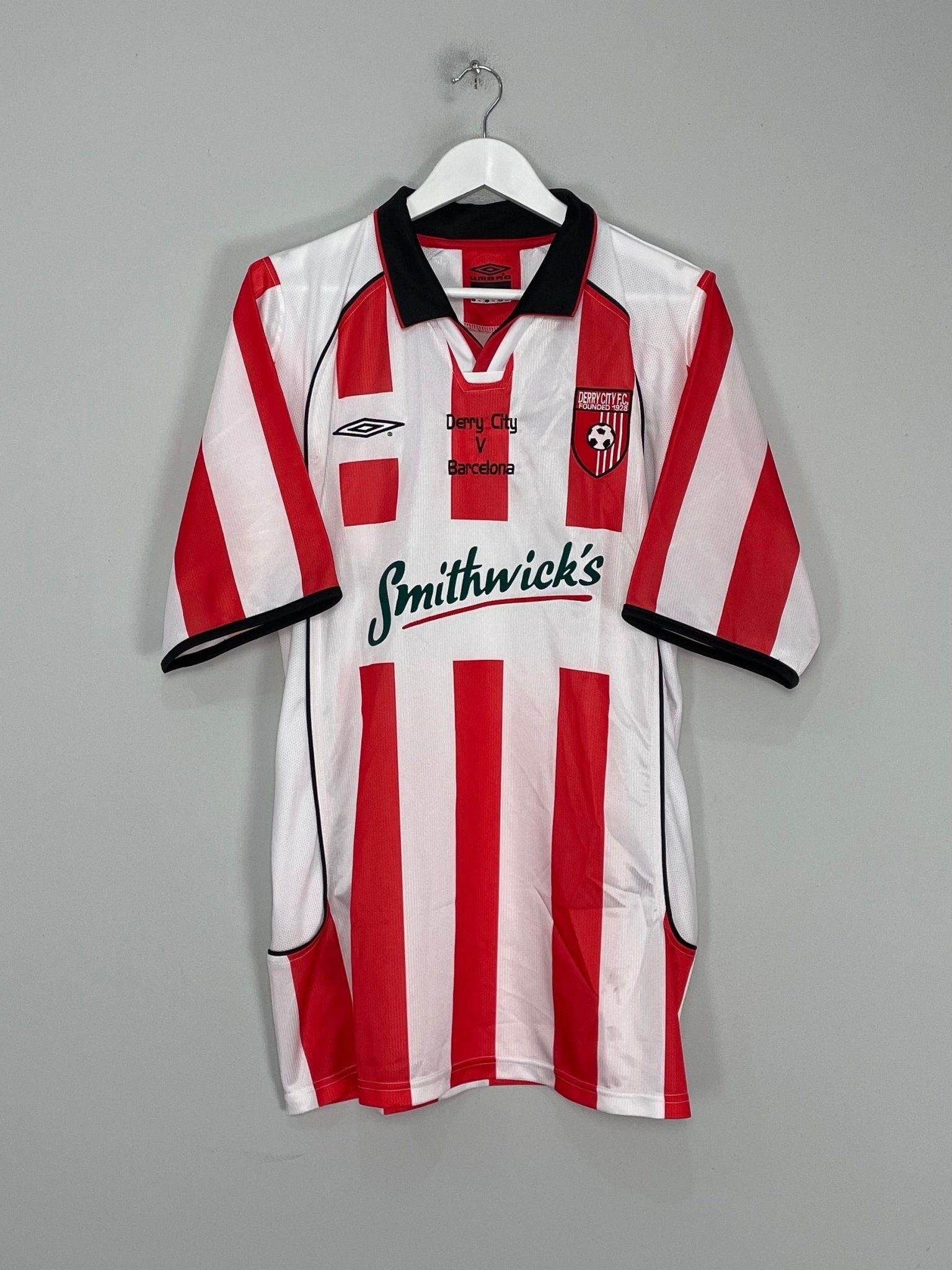 Shop 2004/05 DERRY CITY #18 *MATCH ISSUE* HOME SHIRT (XXL) UMBRO, classic football shirts, vintage football shirts & retro soccer jerseys at Cult Kits