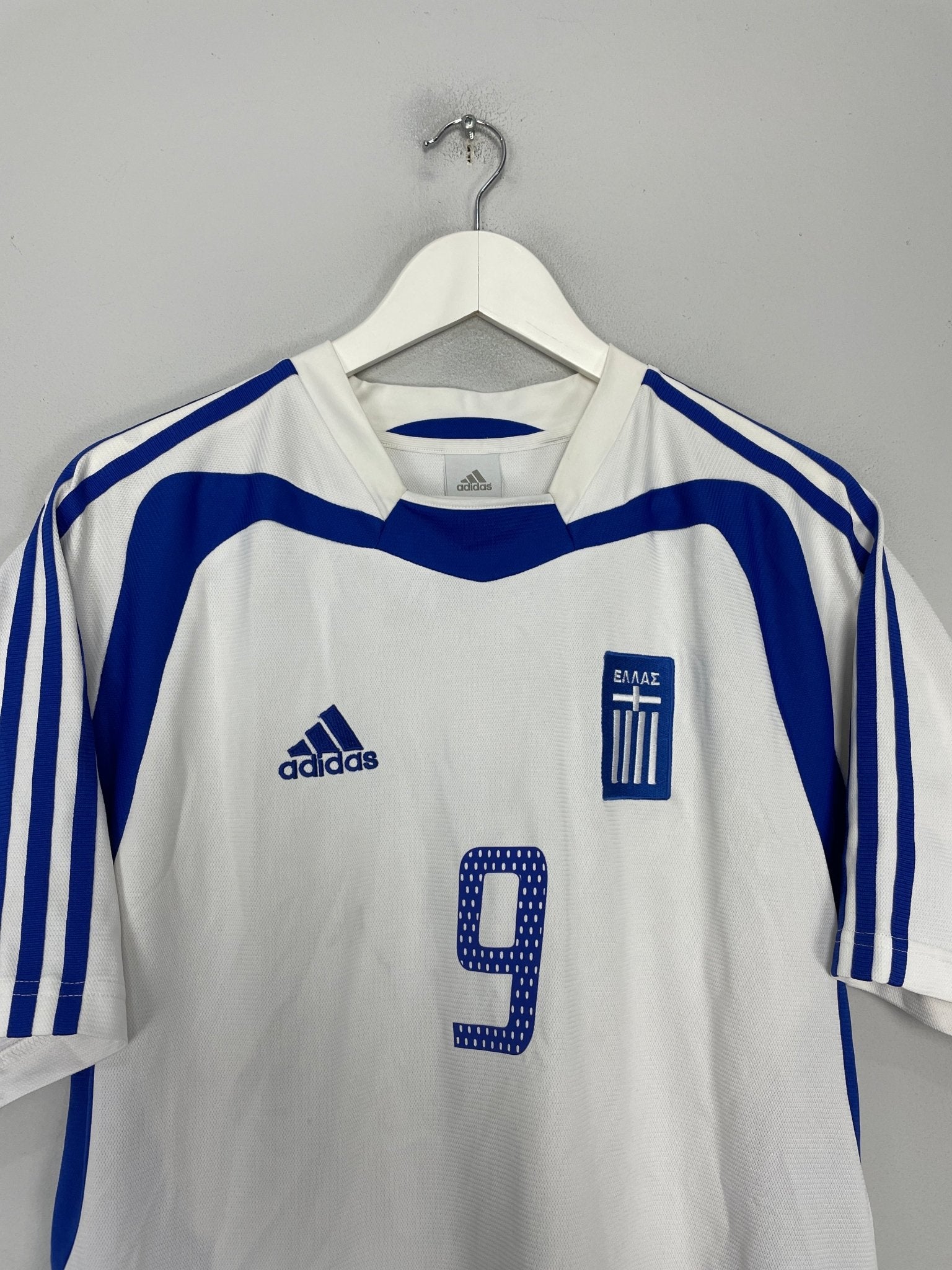 Shop 2004/05 GREECE CHARISTEAS #9 HOME SHIRT (M) ADIDAS, classic football shirts, vintage football shirts & retro soccer jerseys at Cult Kits
