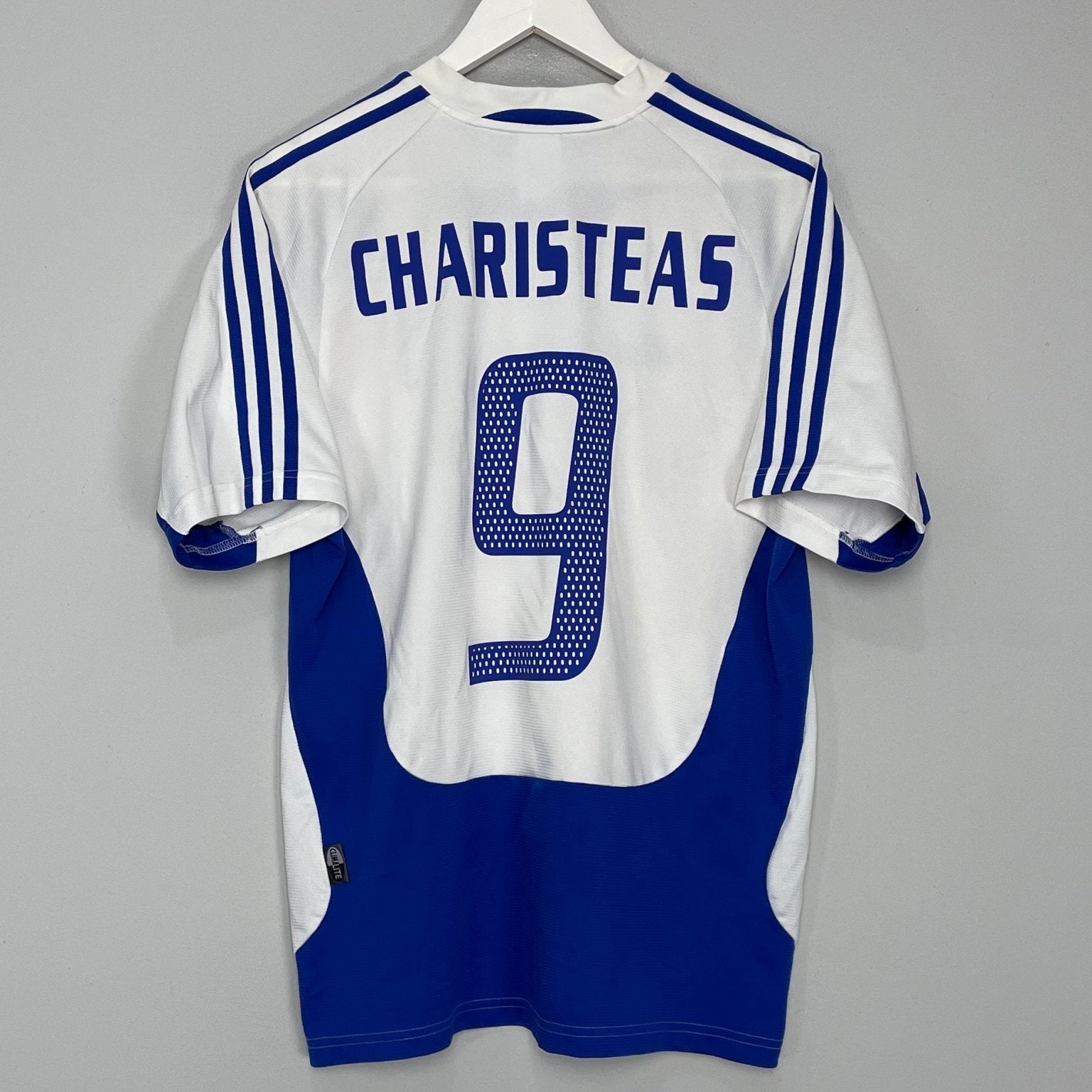 Shop 2004/05 GREECE CHARISTEAS #9 HOME SHIRT (M) ADIDAS, classic football shirts, vintage football shirts & retro soccer jerseys at Cult Kits