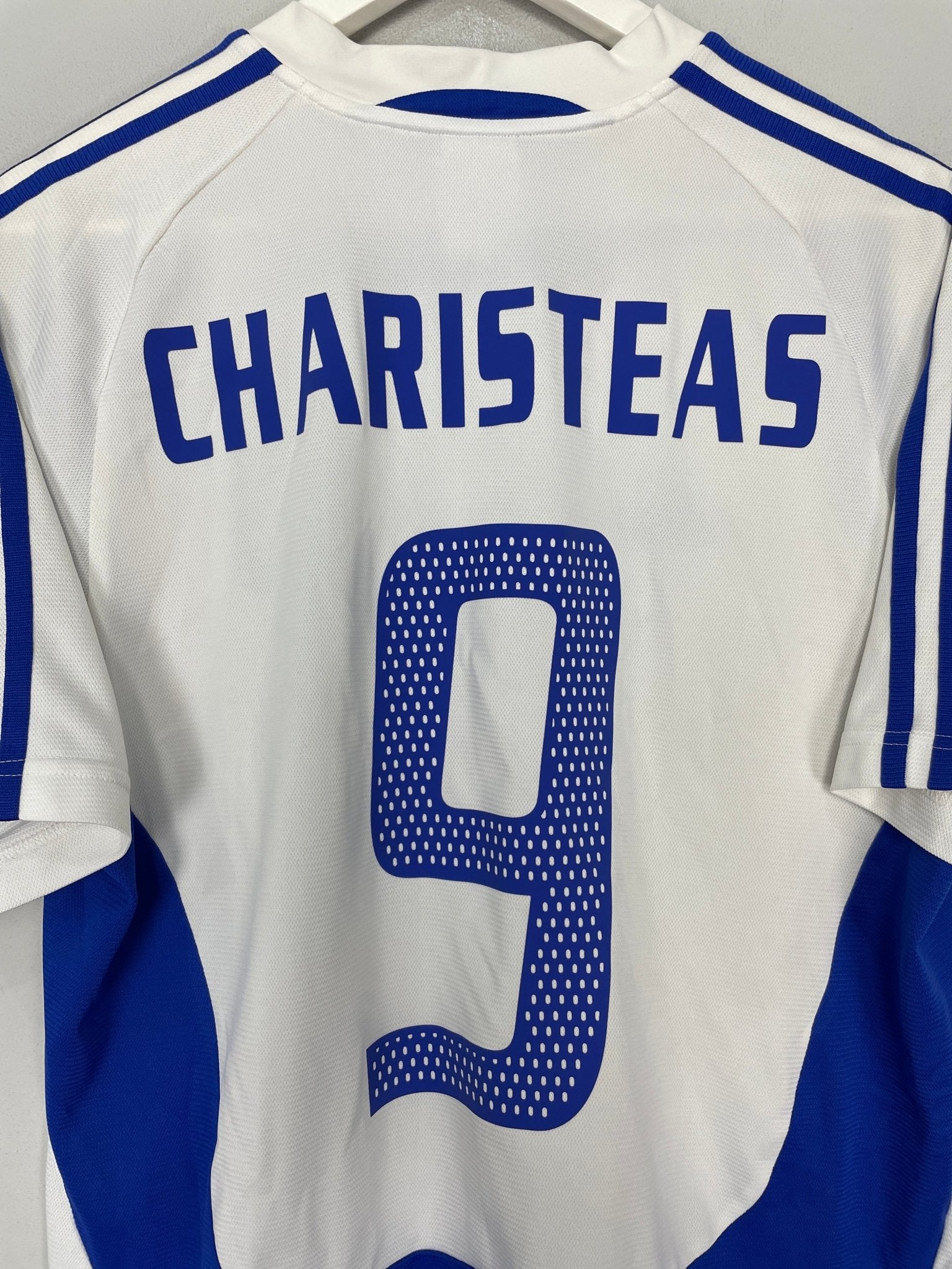 Shop 2004/05 GREECE CHARISTEAS #9 HOME SHIRT (M) ADIDAS, classic football shirts, vintage football shirts & retro soccer jerseys at Cult Kits