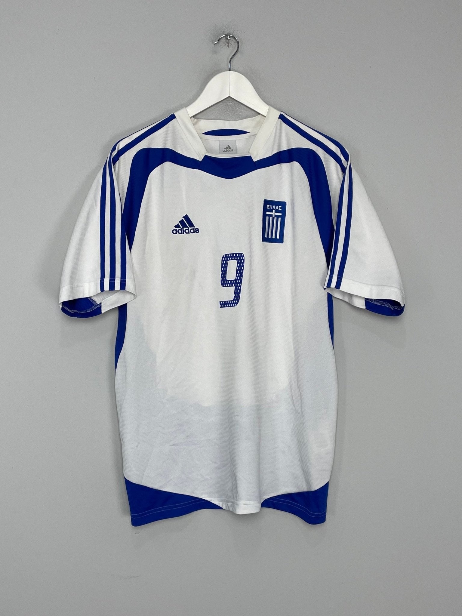 Shop 2004/05 GREECE CHARISTEAS #9 HOME SHIRT (M) ADIDAS, classic football shirts, vintage football shirts & retro soccer jerseys at Cult Kits