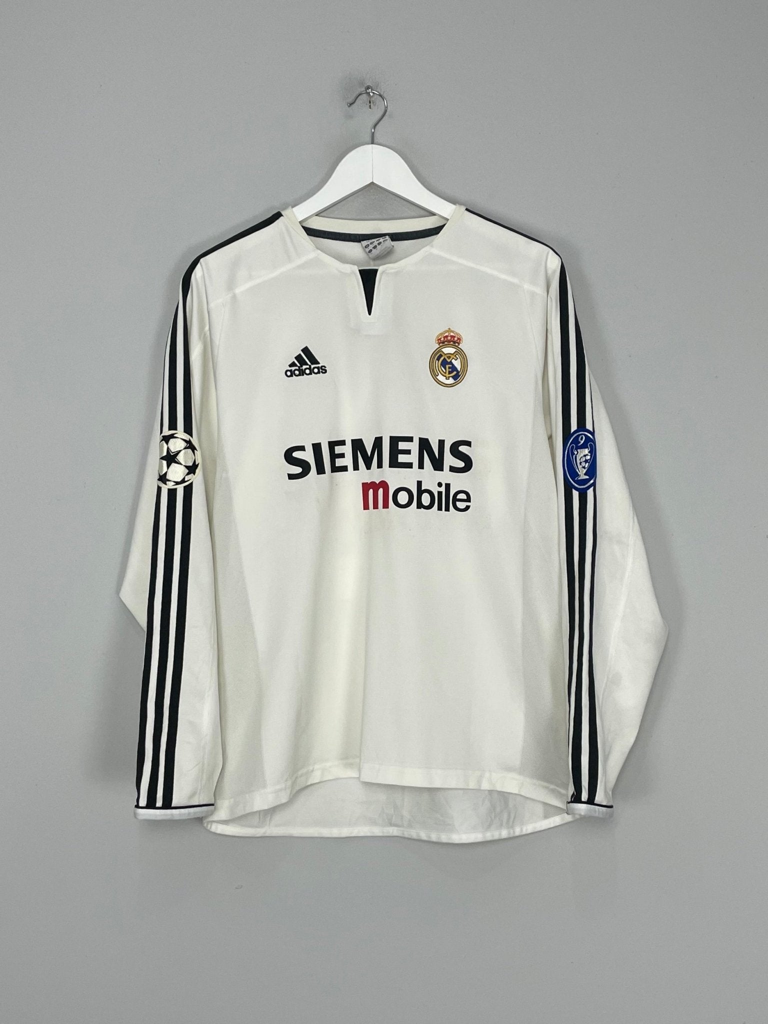 Shop 2004/05 REAL MADRID BECKHAM #23 C/L L/S HOME SHIRT (M) ADIDAS, classic football shirts, vintage football shirts & retro soccer jerseys at Cult Kits