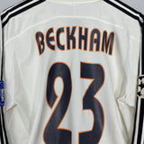 Shop 2004/05 REAL MADRID BECKHAM #23 C/L L/S HOME SHIRT (M) ADIDAS, classic football shirts, vintage football shirts & retro soccer jerseys at Cult Kits