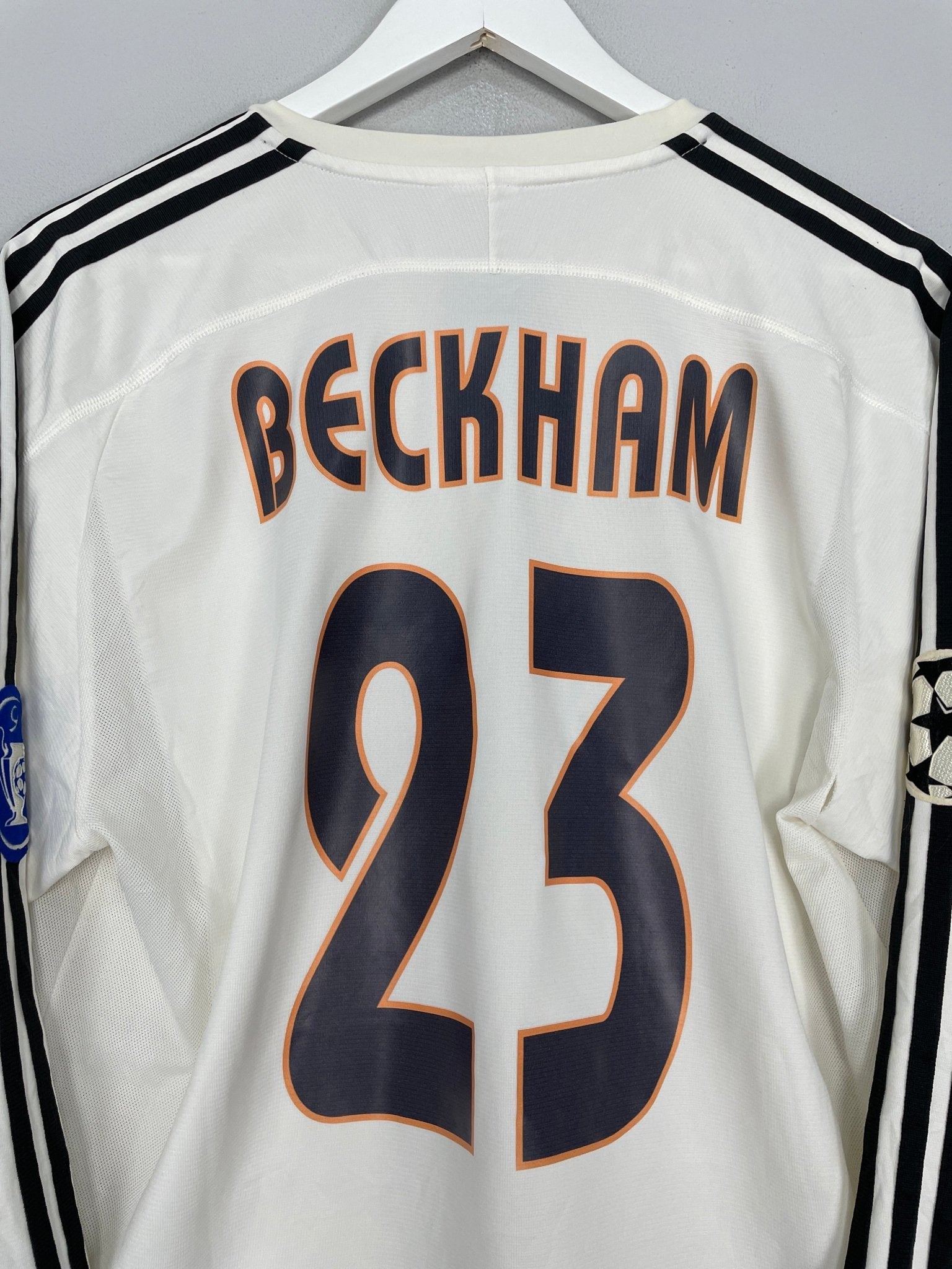 Shop 2004/05 REAL MADRID BECKHAM #23 C/L L/S HOME SHIRT (M) ADIDAS, classic football shirts, vintage football shirts & retro soccer jerseys at Cult Kits