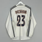 Shop 2004/05 REAL MADRID BECKHAM #23 C/L L/S HOME SHIRT (M) ADIDAS, classic football shirts, vintage football shirts & retro soccer jerseys at Cult Kits