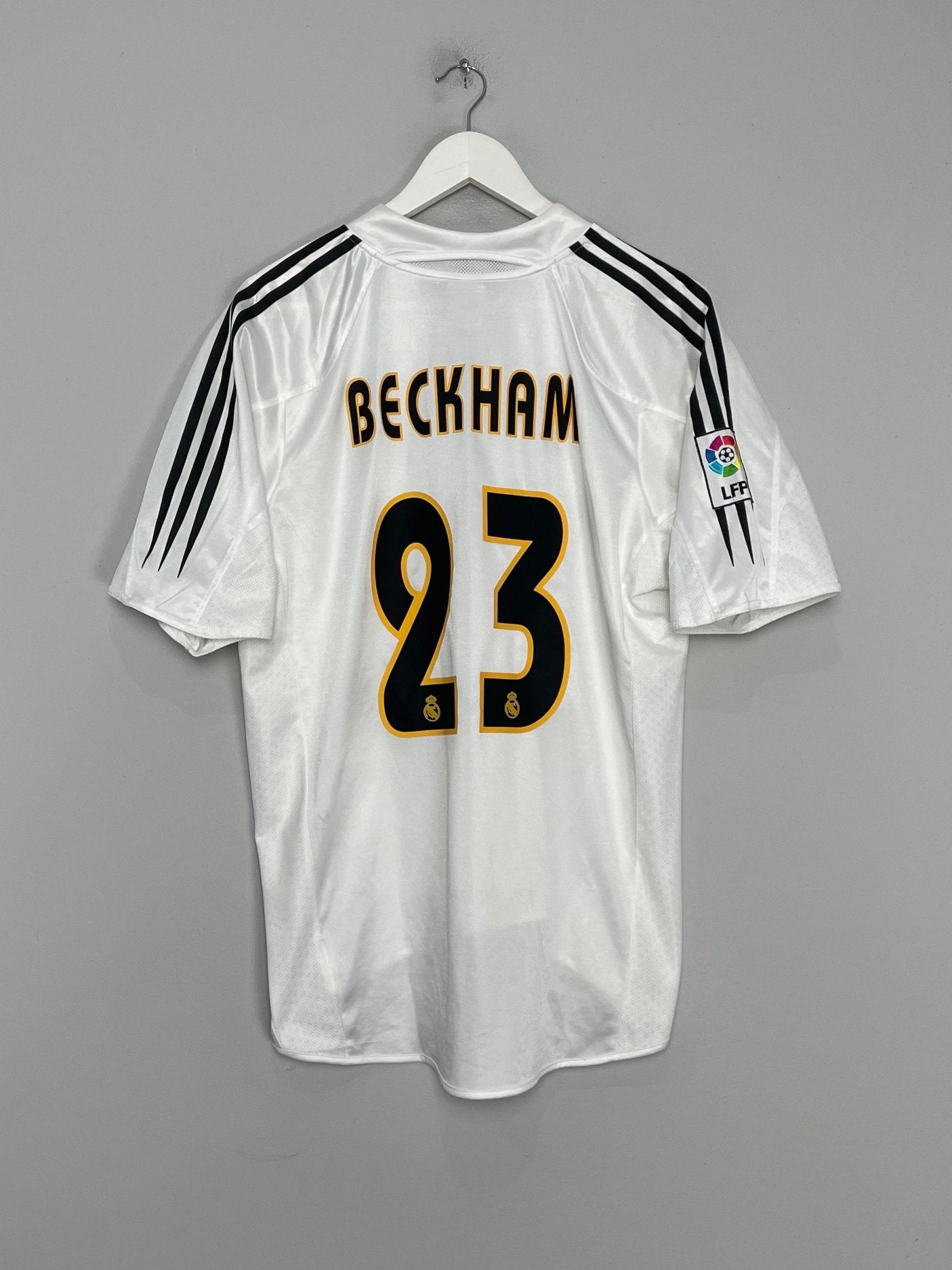 Shop 2004/05 REAL MADRID BECKHAM #23 HOME SHIRT (L) ADIDAS, classic football shirts, vintage football shirts & retro soccer jerseys at Cult Kits