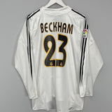 Shop 2004/05 REAL MADRID BECKHAM #23 L/S HOME SHIRT (L) ADIDAS, classic football shirts, vintage football shirts & retro soccer jerseys at Cult Kits