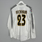 Shop 2004/05 REAL MADRID BECKHAM #23 L/S HOME SHIRT (M) ADIDAS, classic football shirts, vintage football shirts & retro soccer jerseys at Cult Kits