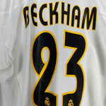 Shop 2004/05 REAL MADRID BECKHAM #23 L/S HOME SHIRT (M) ADIDAS, classic football shirts, vintage football shirts & retro soccer jerseys at Cult Kits