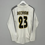 Shop 2004/05 REAL MADRID BECKHAM #23 L/S HOME SHIRT (M) ADIDAS, classic football shirts, vintage football shirts & retro soccer jerseys at Cult Kits