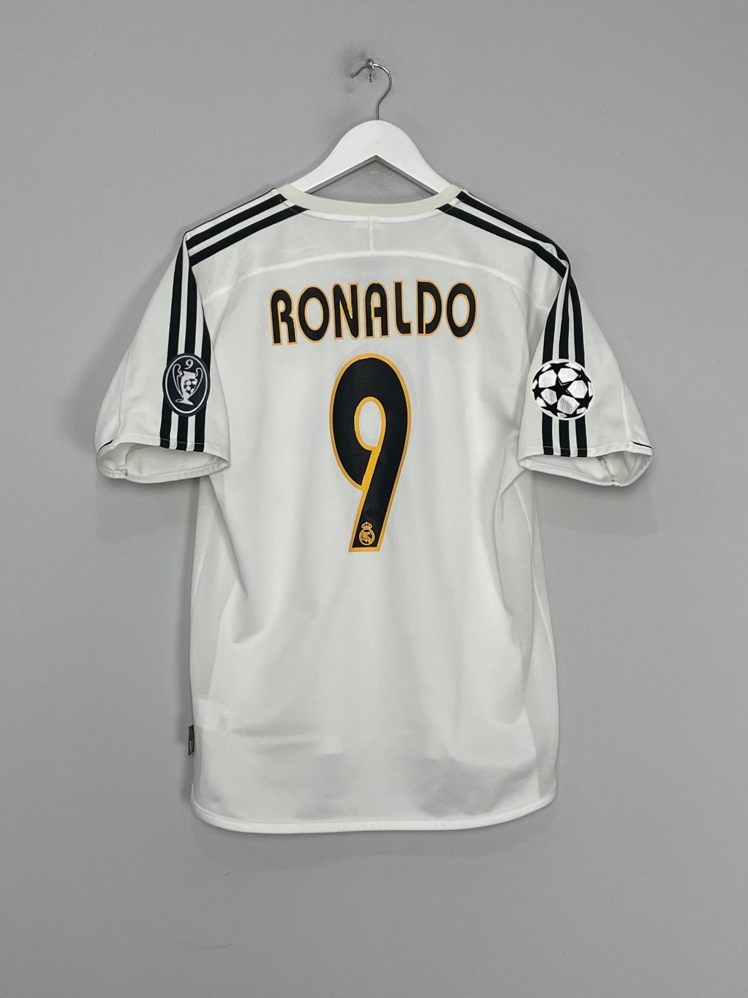 Shop 2004/05 REAL MADRID RONALDO #9 C/L HOME SHIRT (S) ADIDAS, classic football shirts, vintage football shirts & retro soccer jerseys at Cult Kits