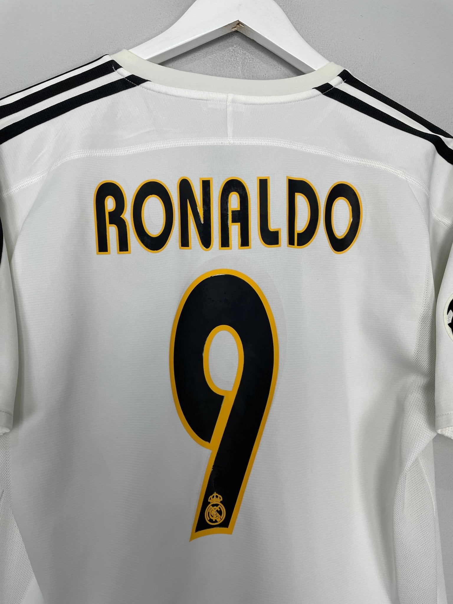 Shop 2004/05 REAL MADRID RONALDO #9 C/L HOME SHIRT (S) ADIDAS, classic football shirts, vintage football shirts & retro soccer jerseys at Cult Kits