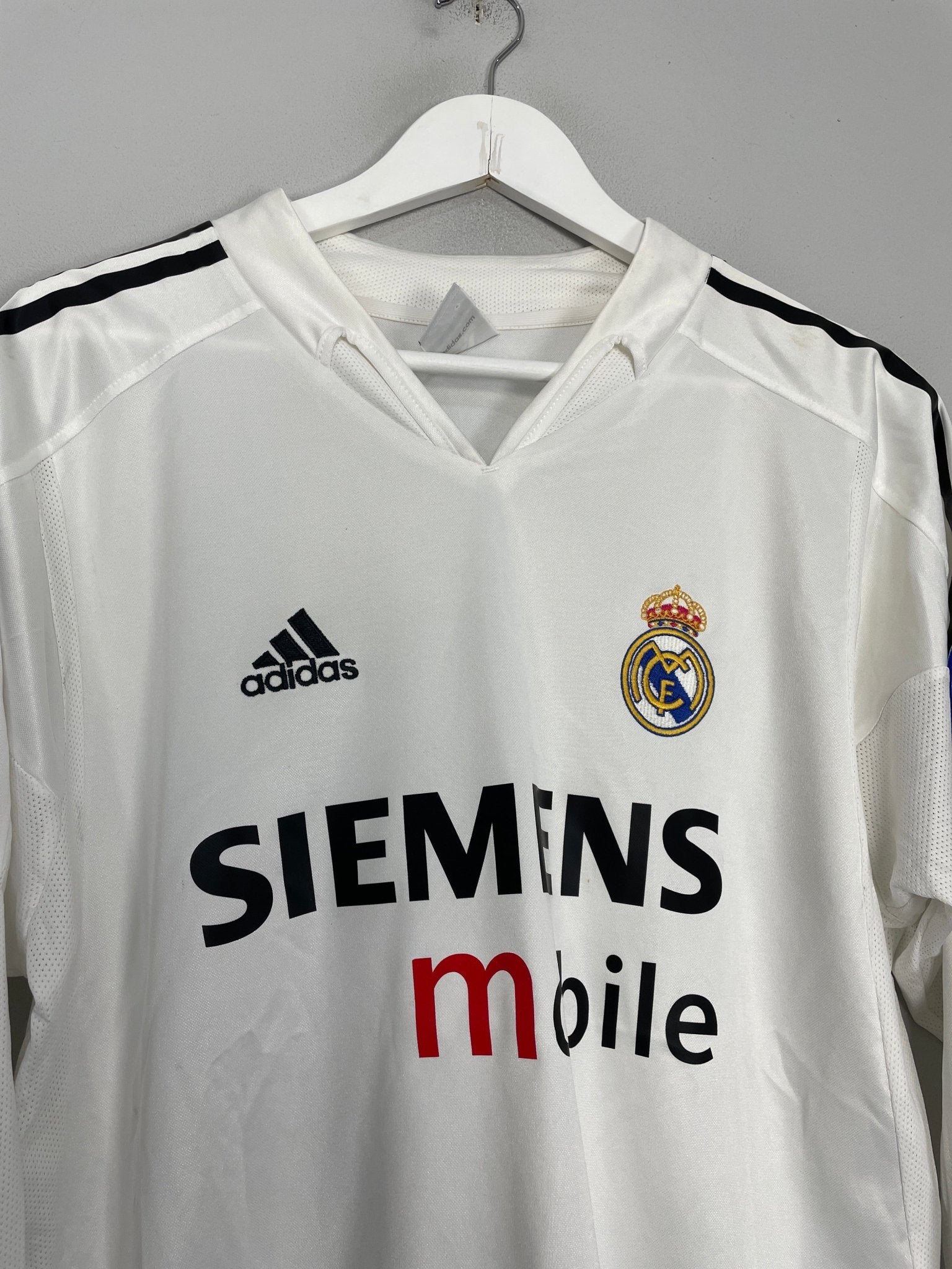 Shop 2004/05 REAL MADRID RONALDO #9 C/L L/S HOME SHIRT (M) ADIDAS, classic football shirts, vintage football shirts & retro soccer jerseys at Cult Kits