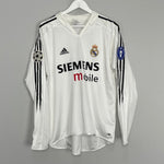 Shop 2004/05 REAL MADRID RONALDO #9 C/L L/S HOME SHIRT (M) ADIDAS, classic football shirts, vintage football shirts & retro soccer jerseys at Cult Kits