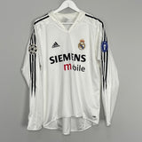 Shop 2004/05 REAL MADRID RONALDO #9 C/L L/S HOME SHIRT (M) ADIDAS, classic football shirts, vintage football shirts & retro soccer jerseys at Cult Kits