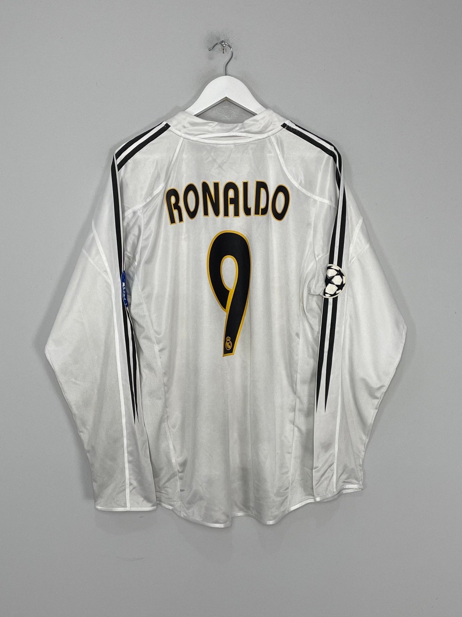 Shop 2004/05 REAL MADRID RONALDO #9 L/S C/L HOME SHIRT (L) ADIDAS, classic football shirts, vintage football shirts & retro soccer jerseys at Cult Kits