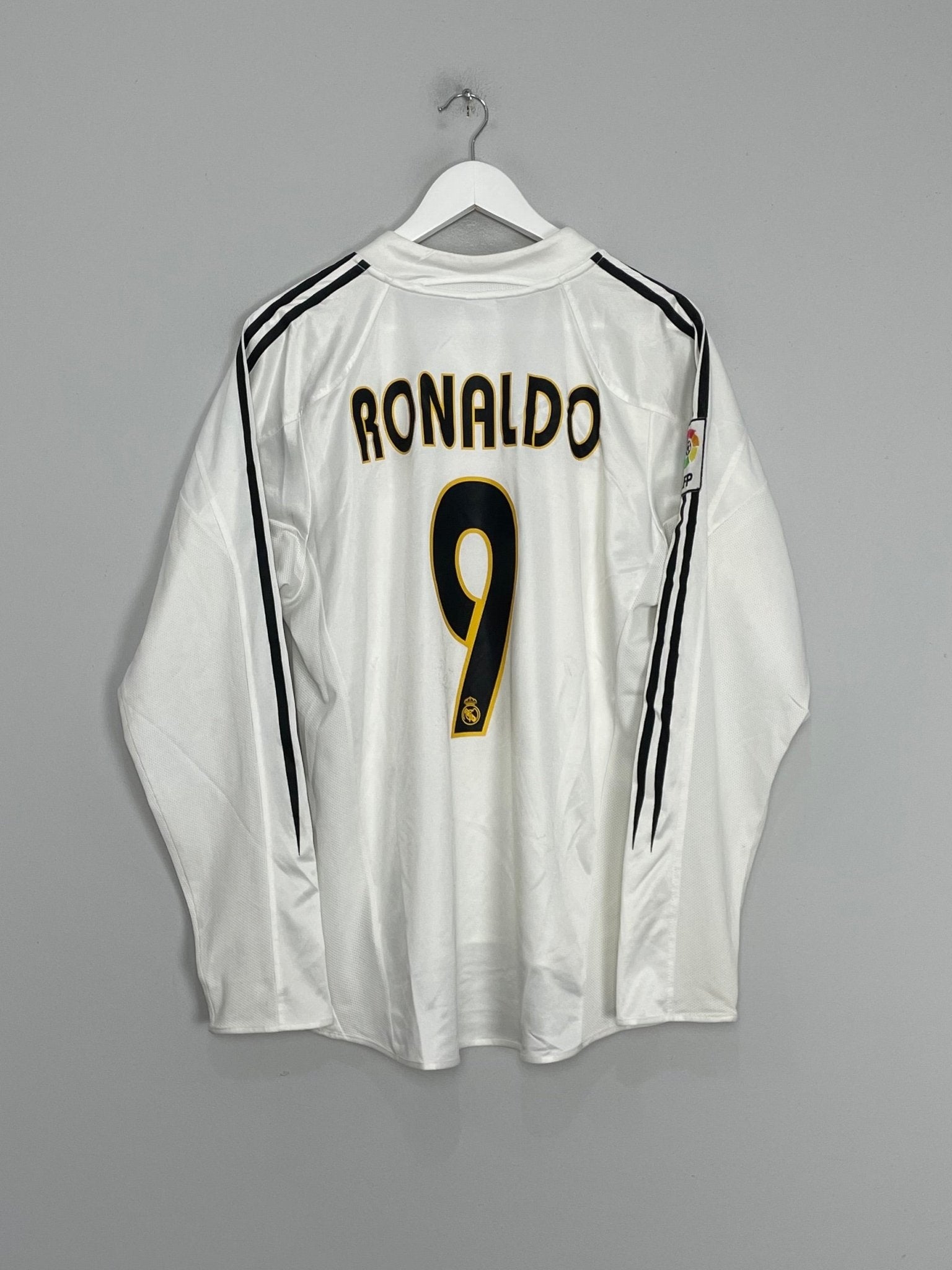 Shop 2004/05 REAL MADRID RONALDO #9 L/S HOME SHIRT (L) ADIDAS, classic football shirts, vintage football shirts & retro soccer jerseys at Cult Kits