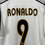 Shop 2004/05 REAL MADRID RONALDO #9 *PLAYER ISSUE* HOME SHIRT (L) ADIDAS, classic football shirts, vintage football shirts & retro soccer jerseys at Cult Kits