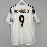 Shop 2004/05 REAL MADRID RONALDO #9 *PLAYER ISSUE* HOME SHIRT (L) ADIDAS, classic football shirts, vintage football shirts & retro soccer jerseys at Cult Kits
