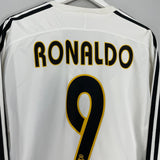 Shop 2004/05 REAL MADRID RONALDO #9 *PLAYER ISSUE* L/S HOME SHIRT (L) ADIDAS, classic football shirts, vintage football shirts & retro soccer jerseys at Cult Kits