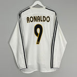 Shop 2004/05 REAL MADRID RONALDO #9 *PLAYER ISSUE* L/S HOME SHIRT (L) ADIDAS, classic football shirts, vintage football shirts & retro soccer jerseys at Cult Kits