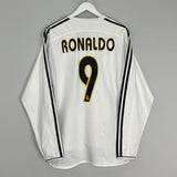 Shop 2004/05 REAL MADRID RONALDO #9 *PLAYER ISSUE* L/S HOME SHIRT (L) ADIDAS, classic football shirts, vintage football shirts & retro soccer jerseys at Cult Kits