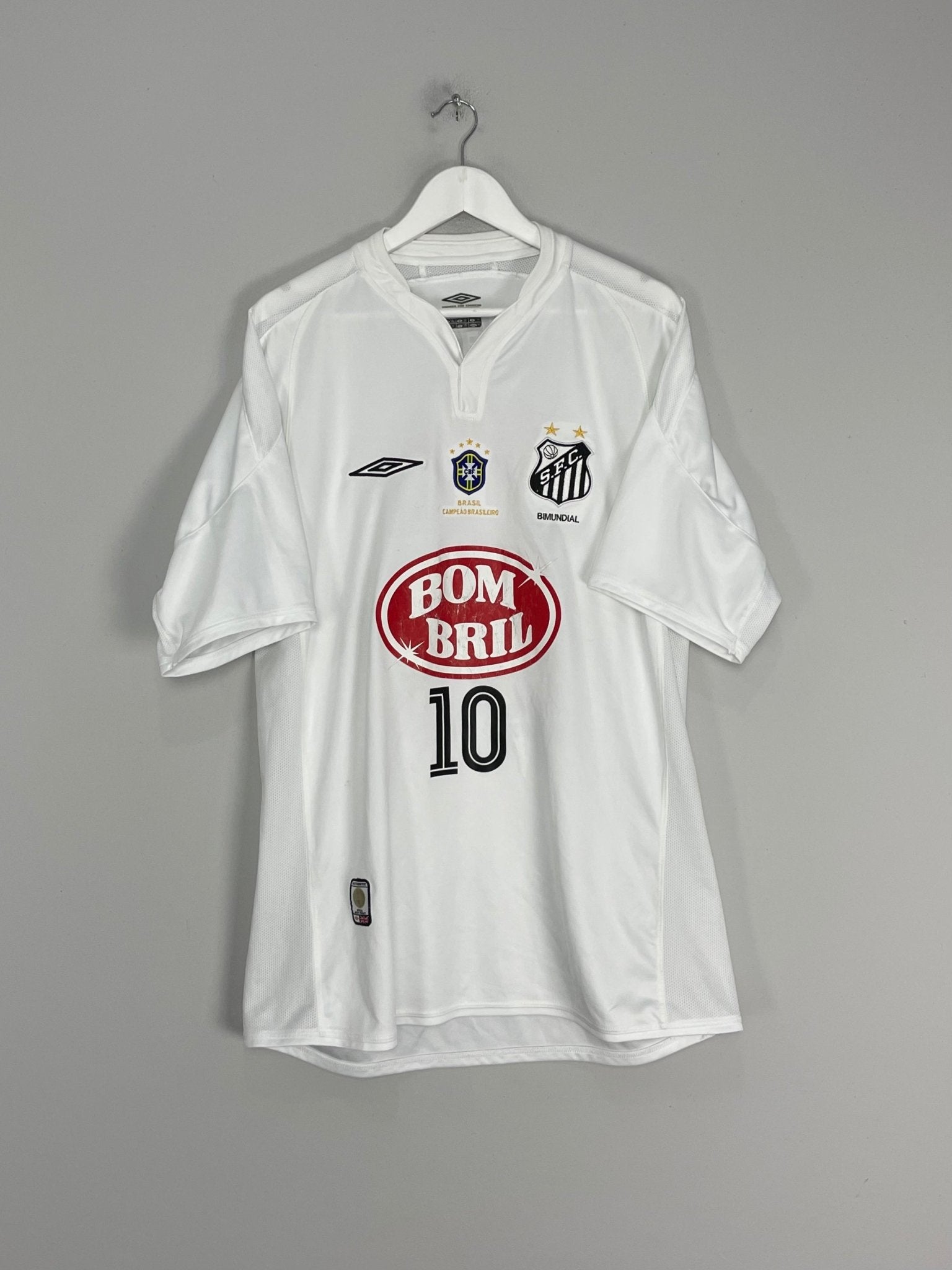 Shop 2004/05 SANTOS DIEGO #10 HOME SHIRT (XL) UMBRO, classic football shirts, vintage football shirts & retro soccer jerseys at Cult Kits