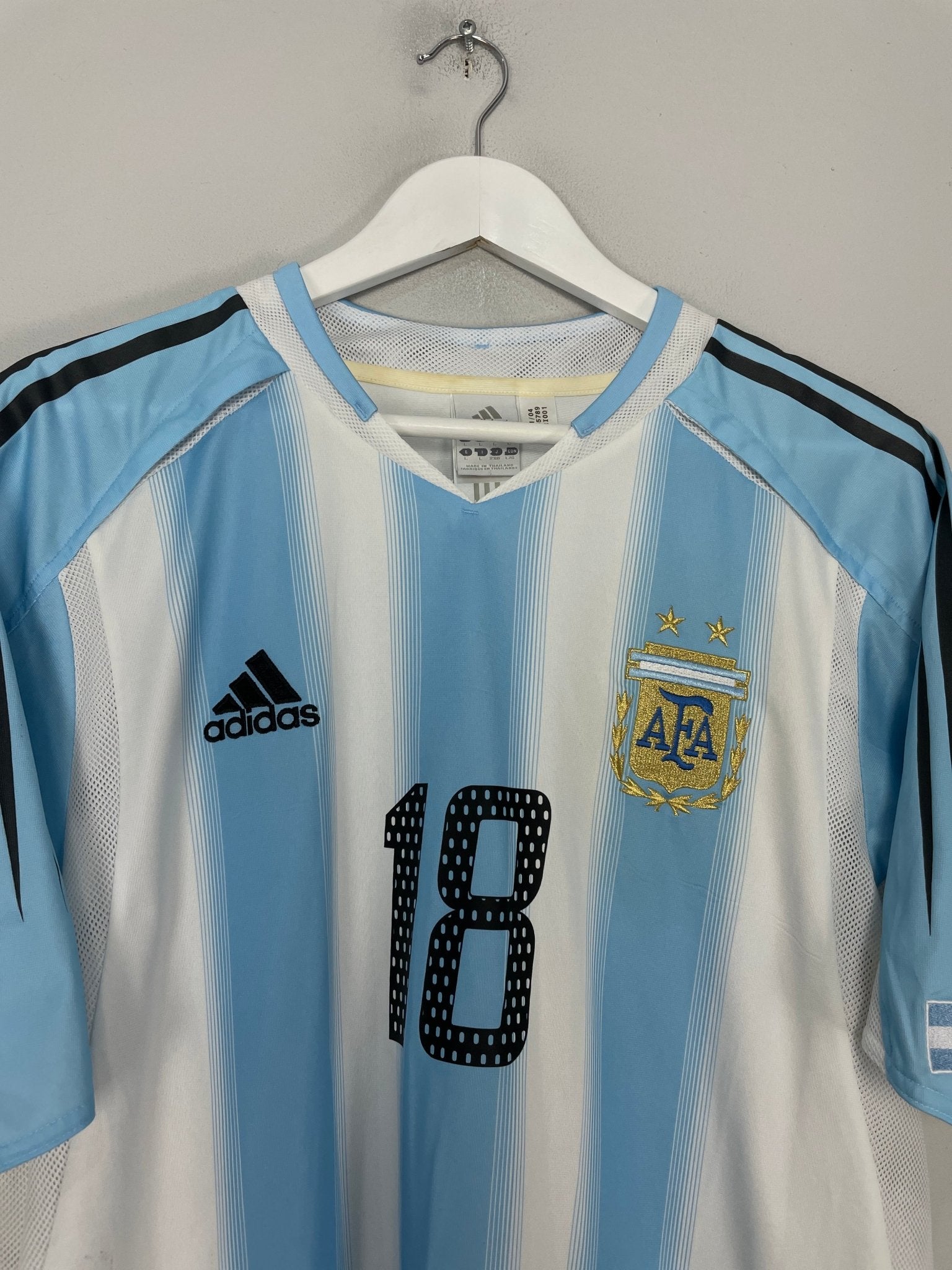 Shop 2004/06 ARGENTINA MESSI #18 HOME SHIRT (L) ADIDAS, classic football shirts, vintage football shirts & retro soccer jerseys at Cult Kits