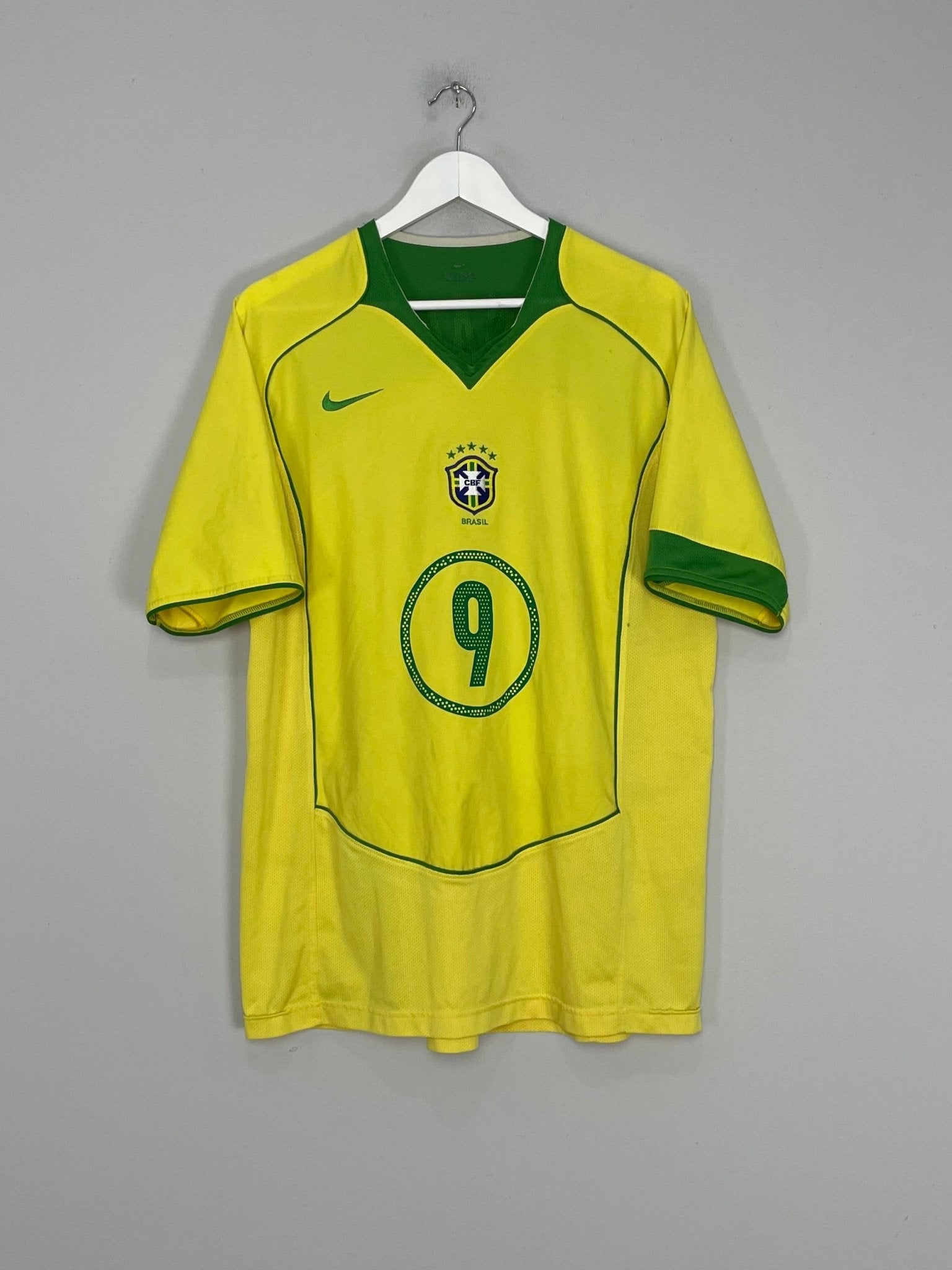 Shop 2004/06 BRAZIL RONALDO #9 HOME SHIRT (L) NIKE, classic football shirts, vintage football shirts & retro soccer jerseys at Cult Kits