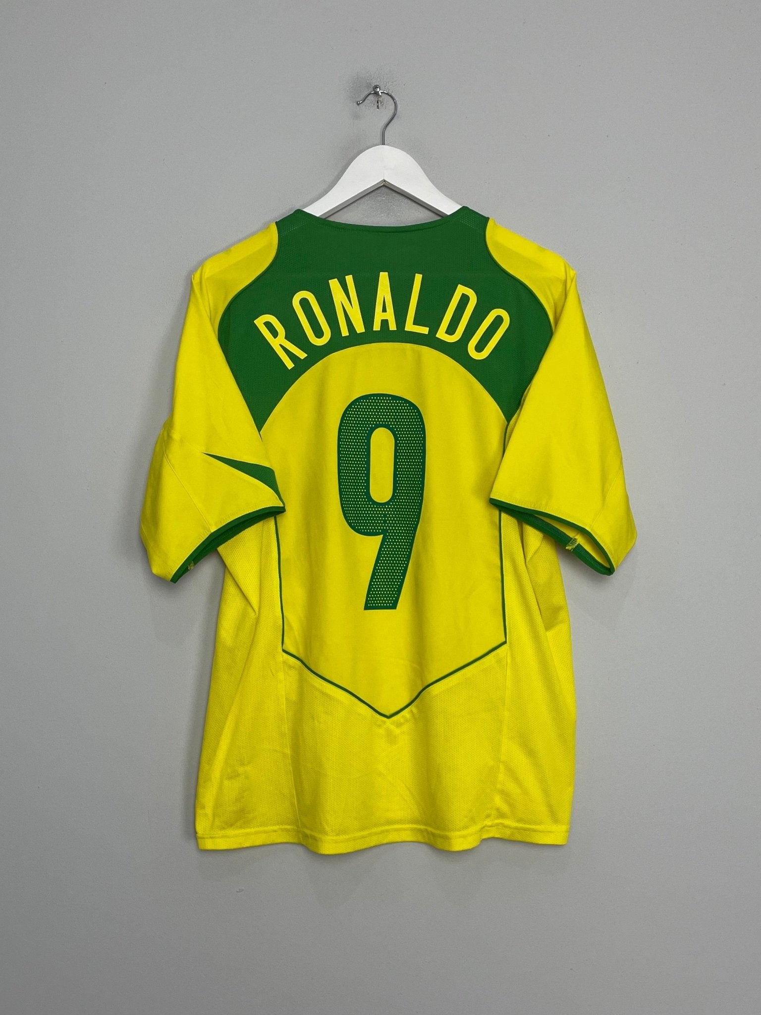 Shop 2004/06 BRAZIL RONALDO #9 HOME SHIRT (L) NIKE, classic football shirts, vintage football shirts & retro soccer jerseys at Cult Kits