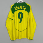 Shop 2004/06 BRAZIL RONALDO #9 L/S HOME SHIRT (XL) NIKE, classic football shirts, vintage football shirts & retro soccer jerseys at Cult Kits