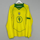 Shop 2004/06 BRAZIL RONALDO #9 L/S HOME SHIRT (XL) NIKE, classic football shirts, vintage football shirts & retro soccer jerseys at Cult Kits